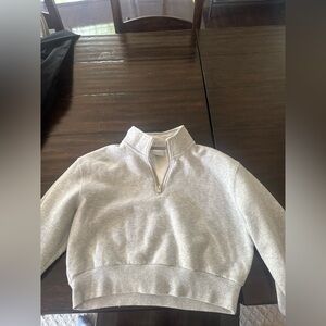 TNA Gray Cropped Quarter-Zip Sweatshirt